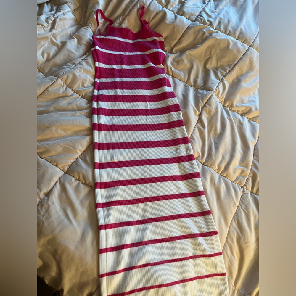 Striped Pink and White Maxi Dress